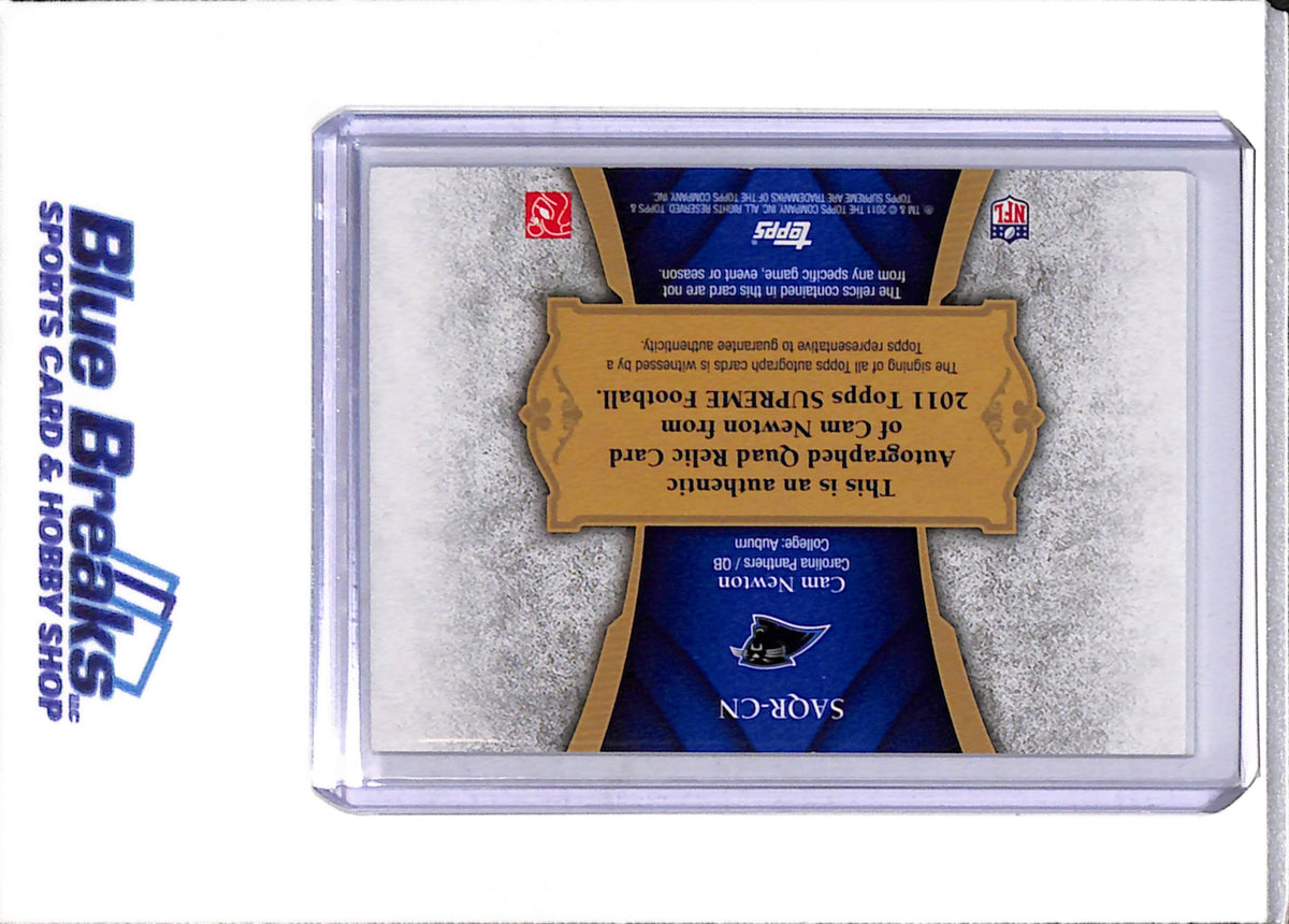 2011 Topps - Supreme - Auto - Quad Relic - Rookie Card - Cam Newton - 01/10 - #SAQR-CN - Football - Panthers