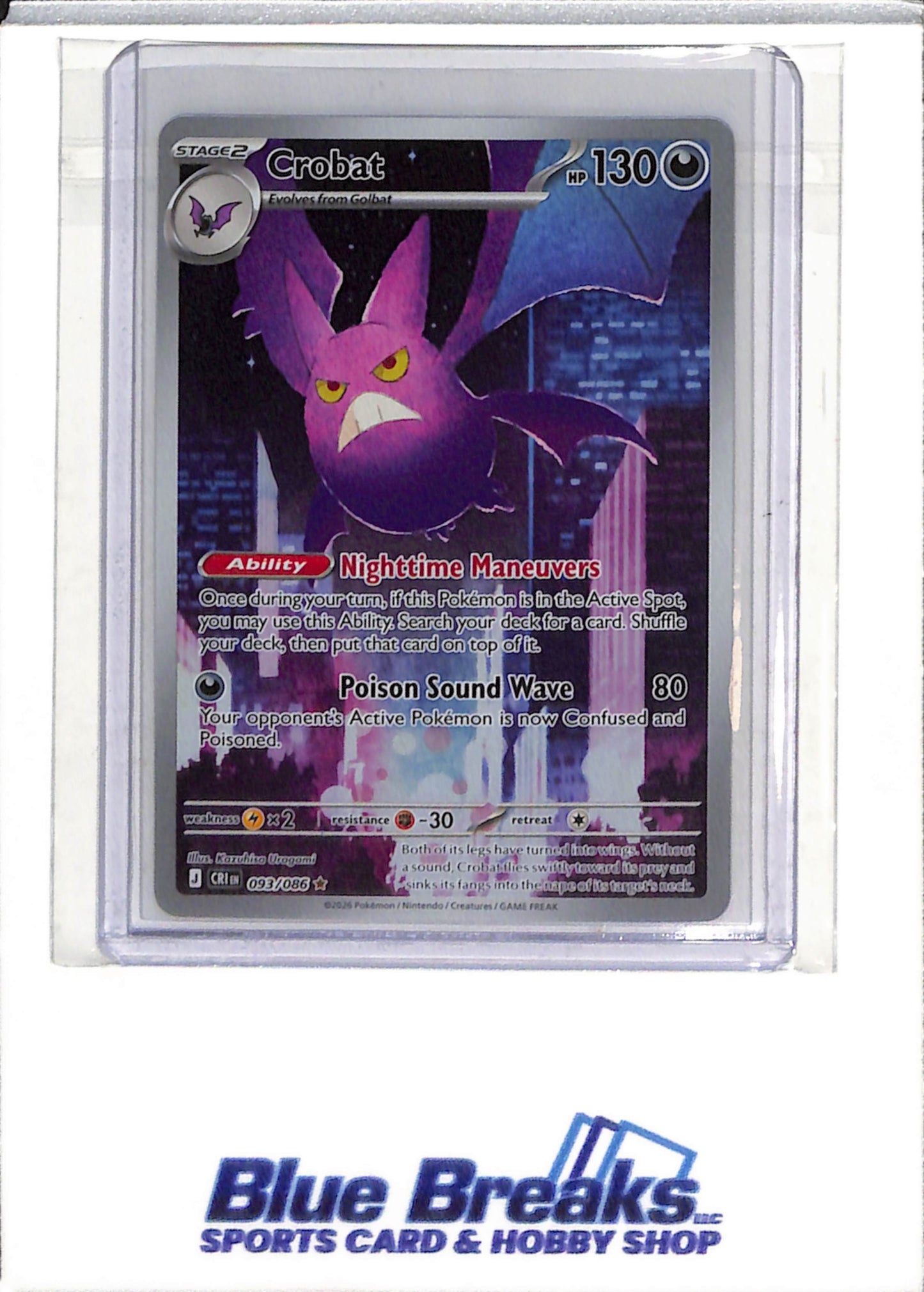 2026 Pokemon - Chaos Rising - Illustration Holo - Crobat - #093/086 - drop