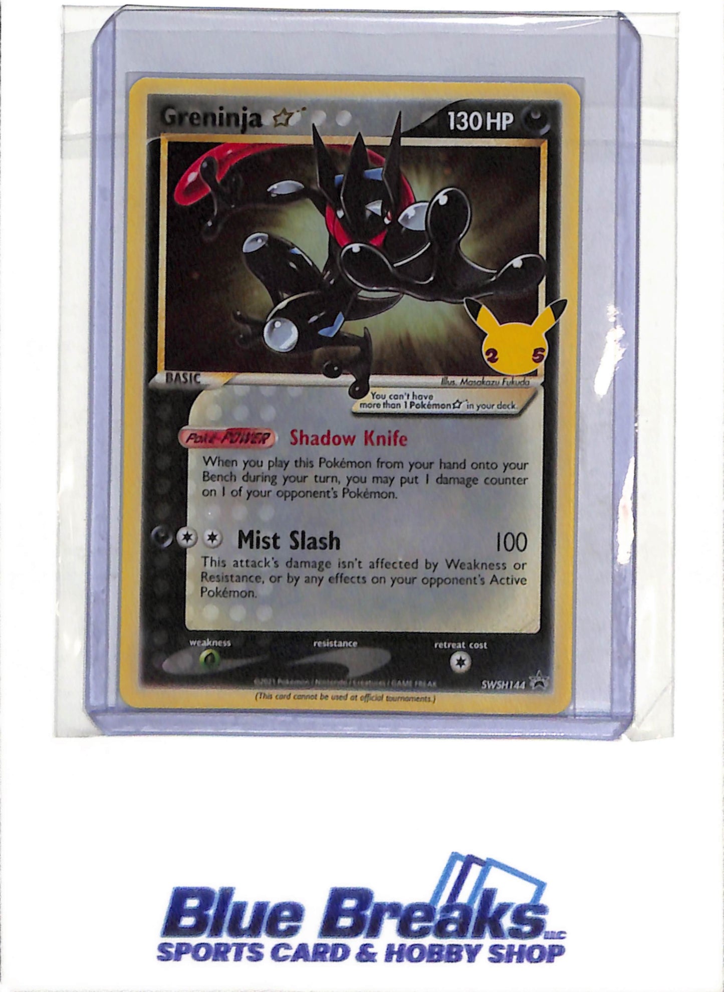 2021 Pokemon - Black Star Promo - 25 Year Celebration - Illustration Holo - Greninja - #SWSH144 - drop