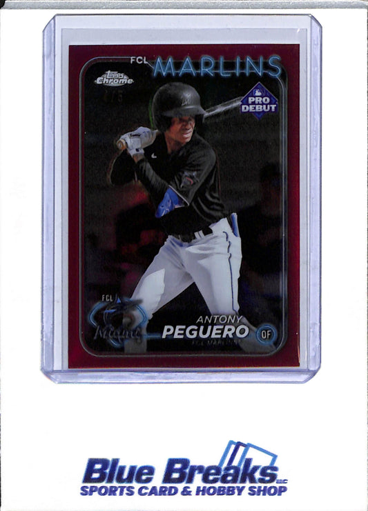 2024 Topps - Chrome - Pro Debut - Red - Anthony Peguero - 4/5 - #PDC-23 - Baseball - Marlins - drop