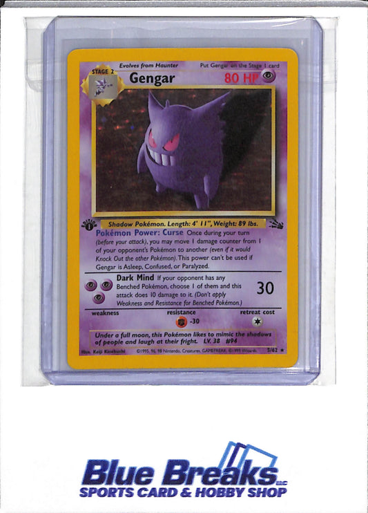 1999 Pokemon - Fossil - 1st Edition - Illustration Holo - Gengar - #5/62 - drop