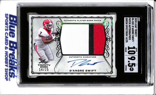 2020 Leaf Trinity - Green Spectrum - Relic - Auto - D'Andre Swift - SGC10/9.5 - 14/25 - #PA-DS1 - Football - Lions