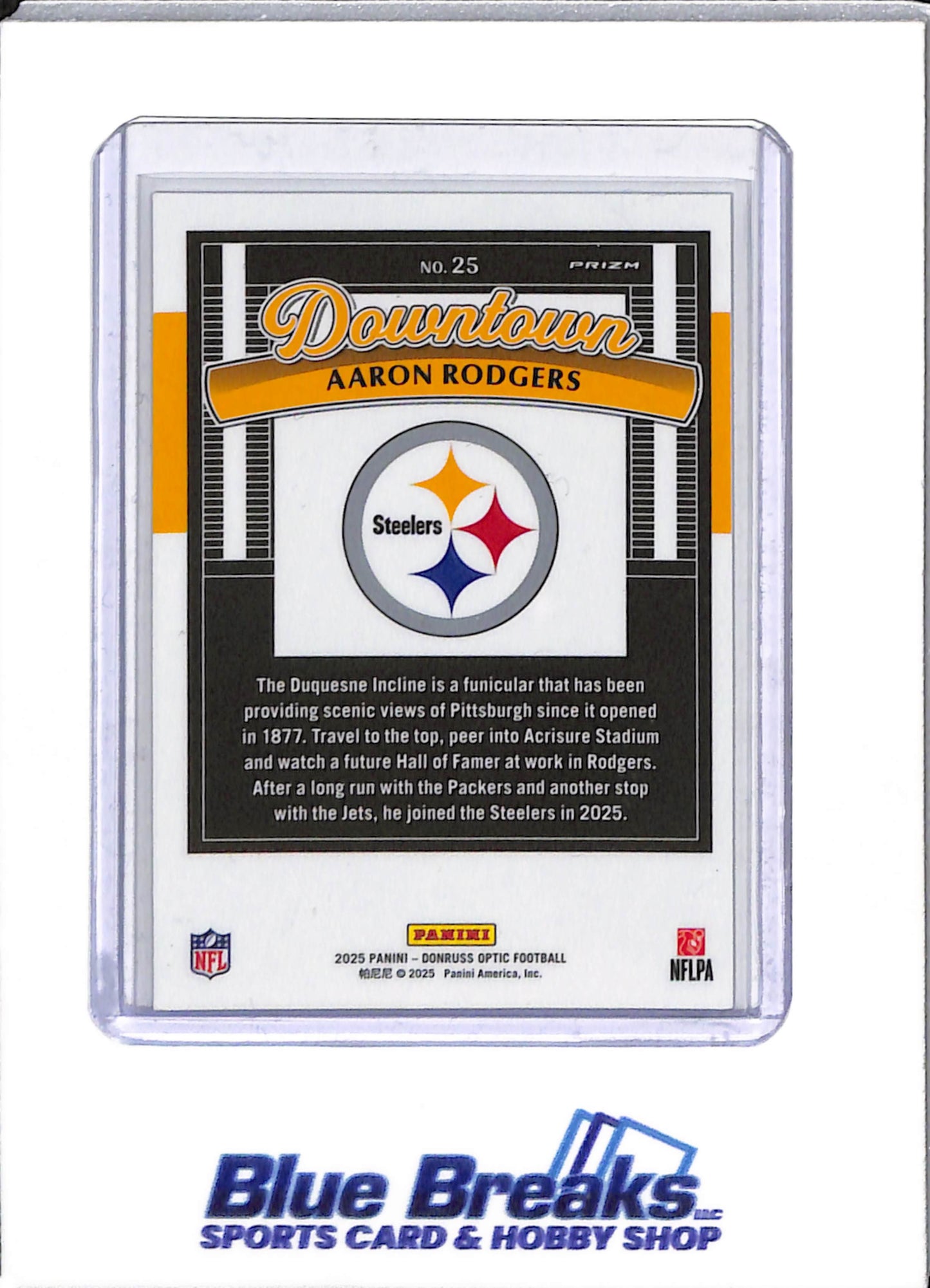 2025 Panini - Donruss Optic - Downtown - Aaron Rodgers - #25 - football - Steelers - drop