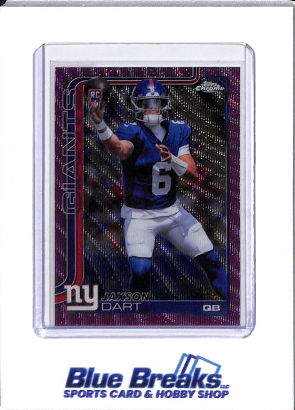 2025 Topps Chrome - pink wave refractor - Jaxson Dart - 239/250 - RC - #306 - football - Giants - drop