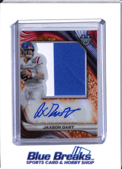2024 Bowman University Best - First Honor Roll - Jaxson Dart - auto - relic - 25/49 - #PJA-JD - football - Ole Miss - Giants - drop