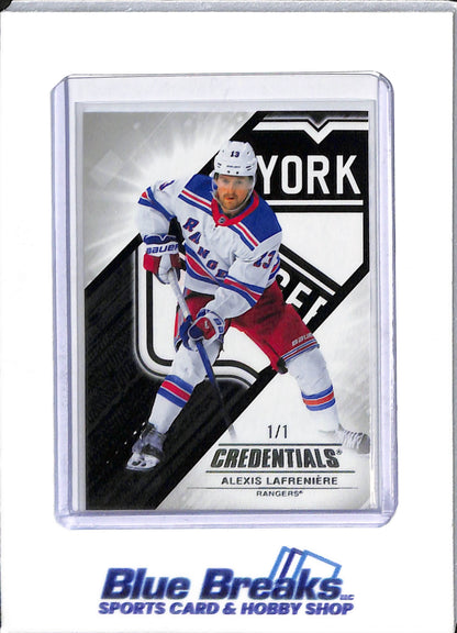 2024-25 Upper Deck - Credentials - Black - Alexis Lafreniere - 1/1 - hockey - Rangers - drop