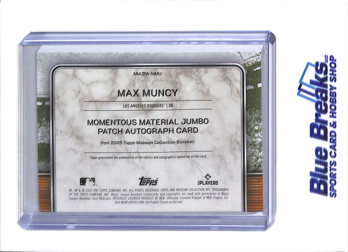 2025 Topps Museum Collection - Momentous Material Jumbo Patch Auto - Max Muncy - 08/10 - #MMJPA-MMU - baseball - drop
