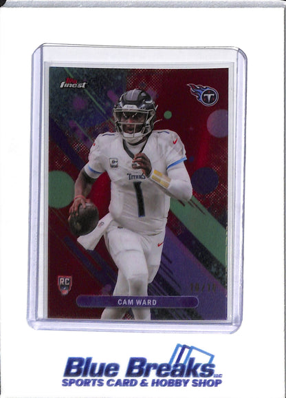 2025 Topps Finest - common - red - Cam Ward - 10/10 - RC - #1 - football - Titans - drop
