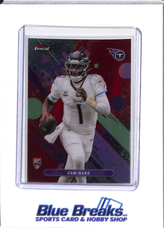 2025 Topps Finest - common - red - Cam Ward - 10/10 - RC - #1 - football - Titans - drop