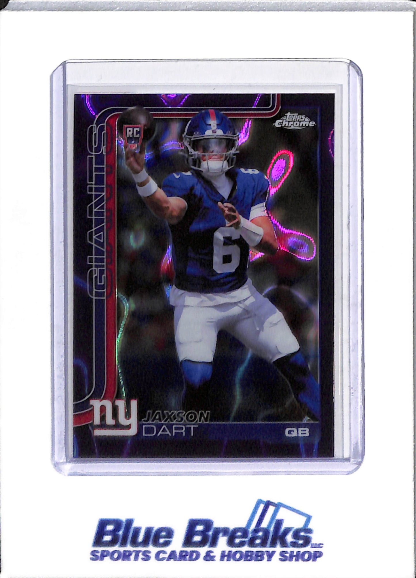 2025 Topps Chrome - purple - Jaxson Dart - 55/75 - RC - #306 - football - Giants - drop