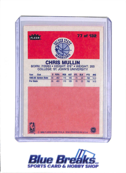 1986 Fleer - Chris Mullin - #77 - Basketball - Warriors