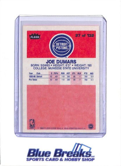 1986 Fleer - Joe Dumars - #27 - Basketball - Pistons