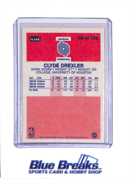 1986 Fleer - Clyde Drexler - #26 - Basketball - Trailblazers