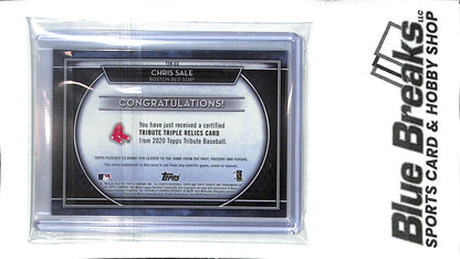 2020 Topps Triple Tribute - Triple Relic - Chris Sale - 064/150 - baseball - Red Sox