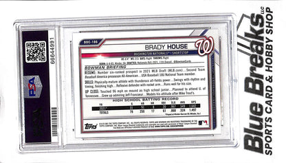 2021 Bowman Chrome Draft - 1st Bowman - Black White Raywave Refractor - Brady House - #BDC-186 - baseball - PSA 10 - Nationals