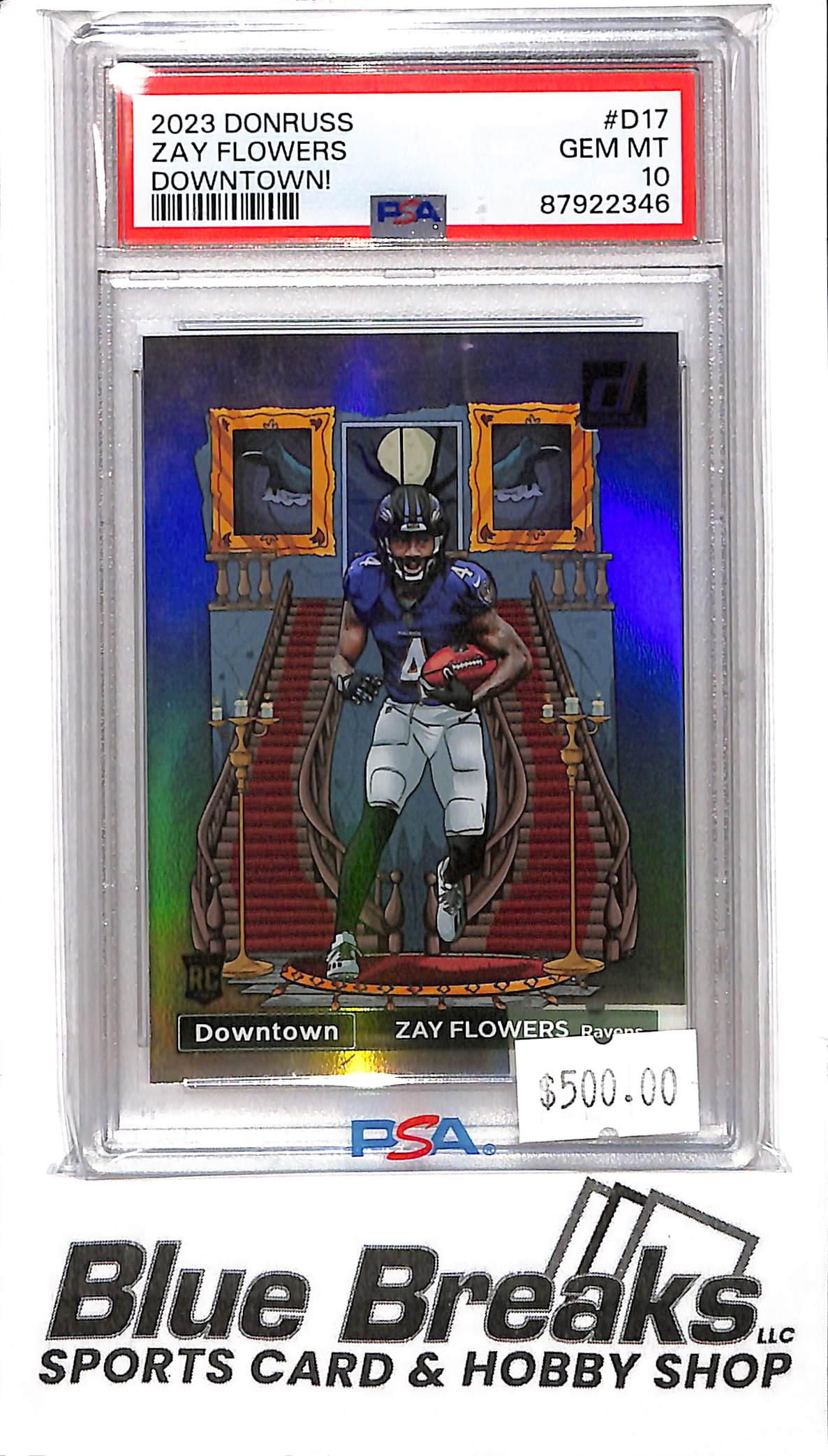 2023 Panini Donruss - Zay Flowers - Downtown! D-17 - PSA 10 - Football - Ravens