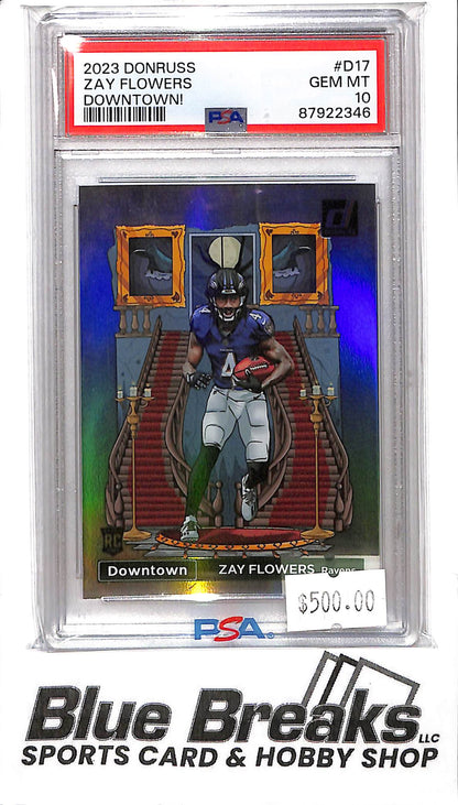 2023 Panini Donruss - Zay Flowers - Downtown! D-17 - PSA 10 - Football - Ravens