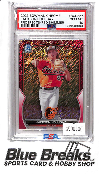 2023 Bowman Chrome - Jackson Holliday - BCP-227 - Red Shimmer 08/10 - PSA 10 - Baseball - Orioles