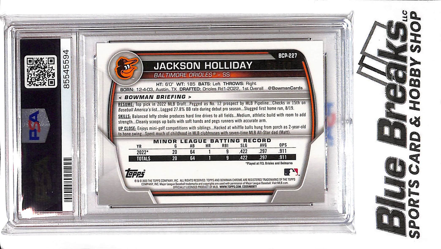2023 Bowman Chrome - Jackson Holliday - BCP-227 - Red Shimmer 08/10 - PSA 10 - Baseball - Orioles