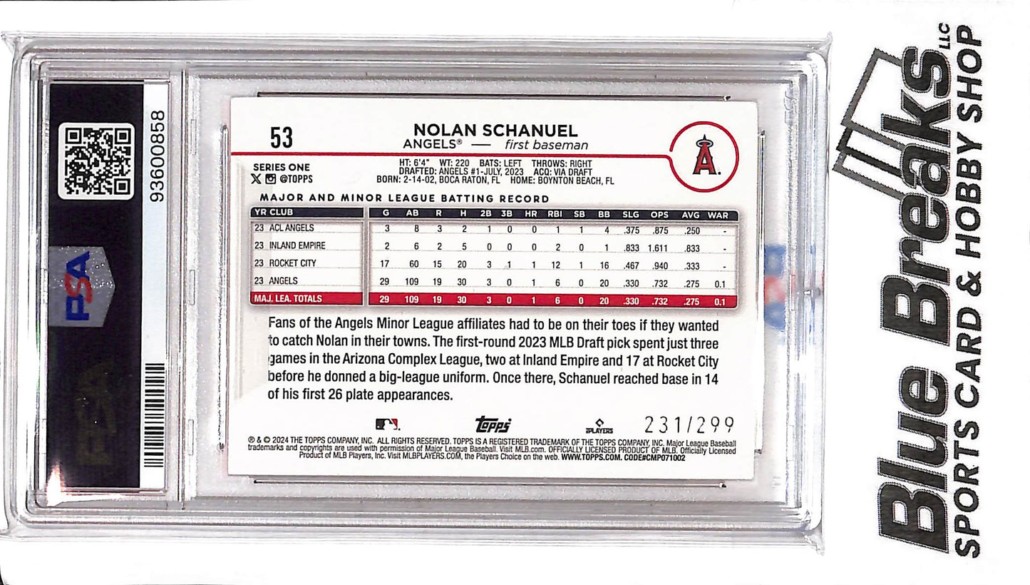 2024 Topps - Nolan Schanuel #53 - In-Person Auto - PSA Auto Auth - 231/299 - Baseball - Angels