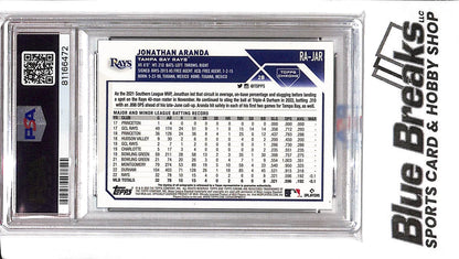 2023 Topps Chrome - Jonathan Aranda - RA-JAR - Aqua Wave 151/199 - PSA 9 - Baseball - Rays