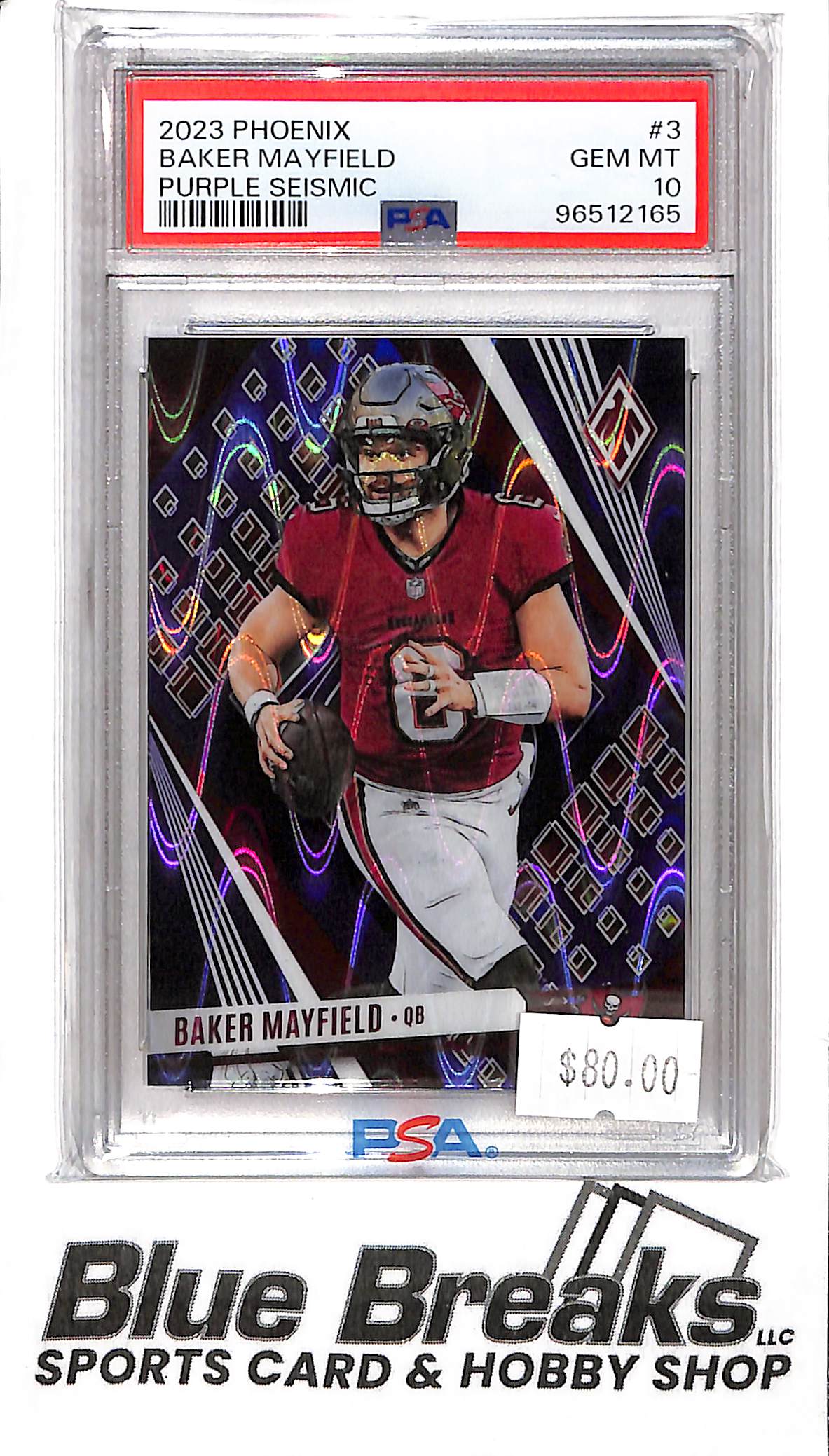 2023 Panini Phoenix - Baker Mayfield - #3 - Purple Seismic 105/125 - PSA 10 - Football - Buccaneers