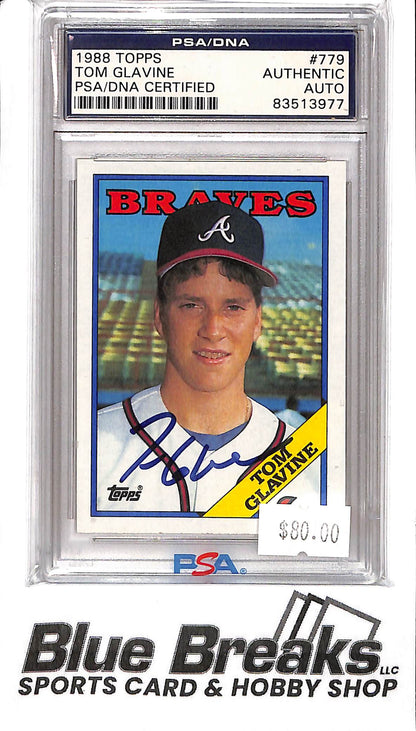 1988 Topps - Tom Glavine - #779 - IP Auto - PSA Auto Auth - Baseball - Braves