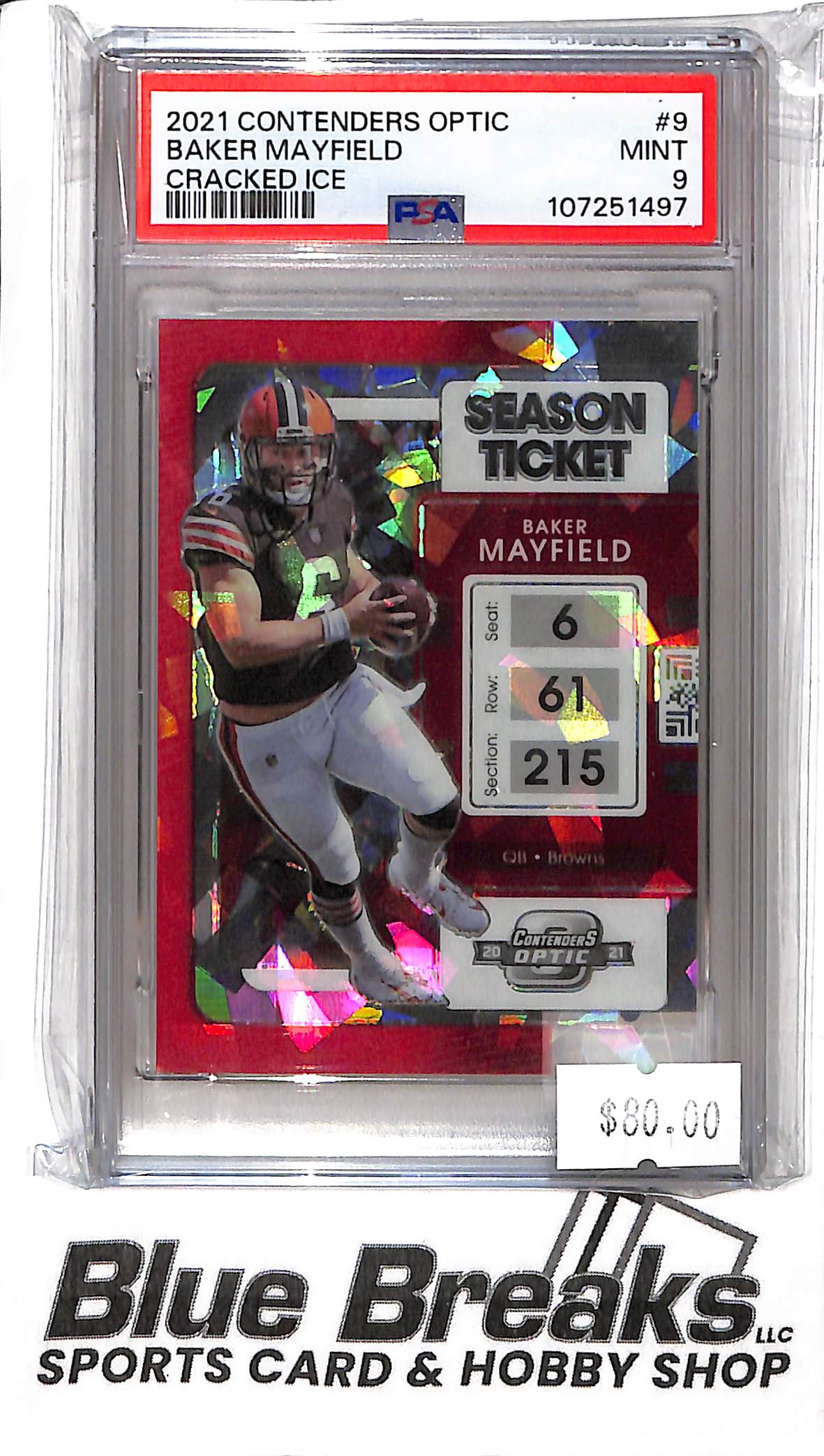 2021 Panini Contenders Optic - Baker Mayfield - #9 - Cracked Ice 21/22 - PSA 9 - Football - Browns - Buccaneers