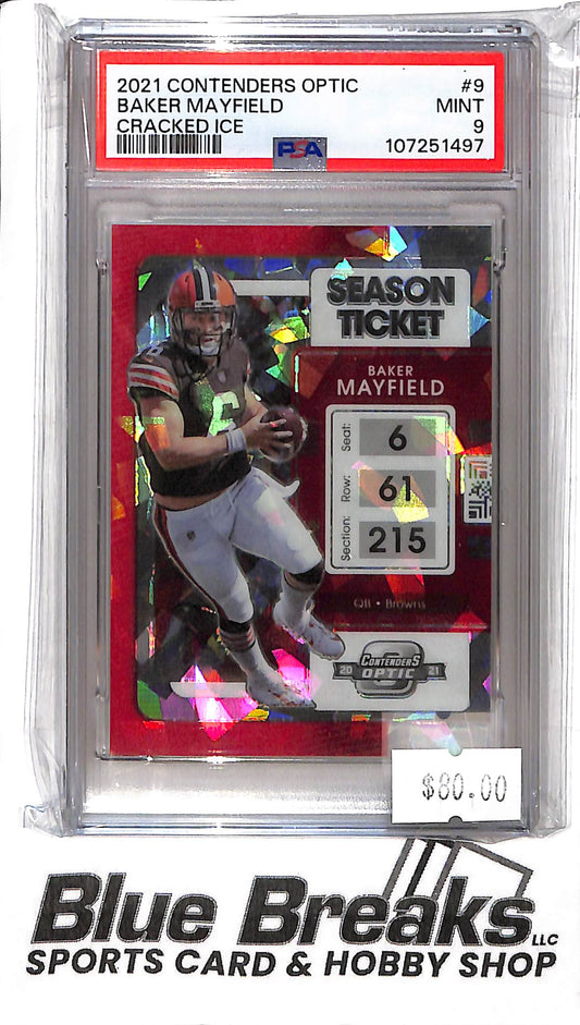 2021 Panini Contenders Optic - Baker Mayfield - #9 - Cracked Ice 21/22 - PSA 9 - Football - Browns - Buccaneers