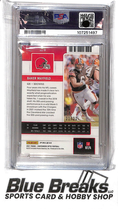 2021 Panini Contenders Optic - Baker Mayfield - #9 - Cracked Ice 21/22 - PSA 9 - Football - Browns - Buccaneers