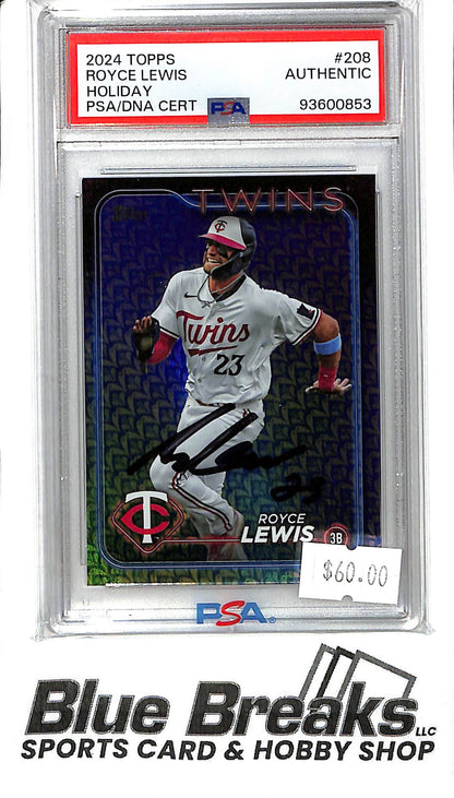2024 Topps - Royce Lewis - #208 - Holiday Foil - IP Auto - PSA Auth - Baseball - Twins