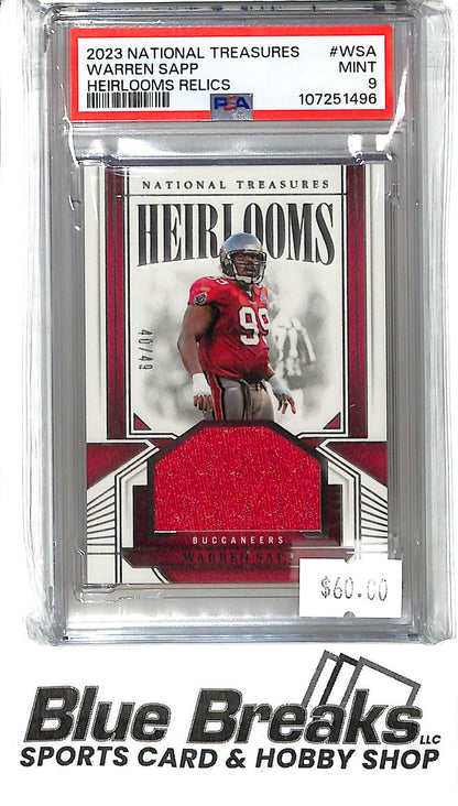2023 National Treasures - Warren Sapp - HEI-WSA - Relic 40/49 - PSA 9 - Football - Buccaneers