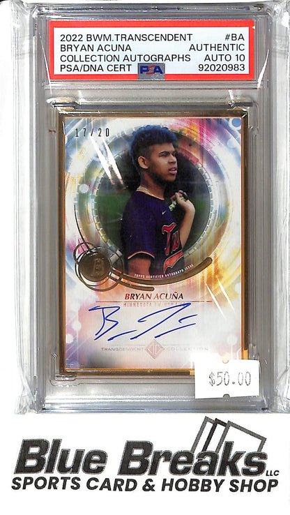 2022 Bowman Transcendent - Bryan Acuna Auto - TCA-BA - 17/20 - PSA Auth/Auto 10 - Baseball - Twins