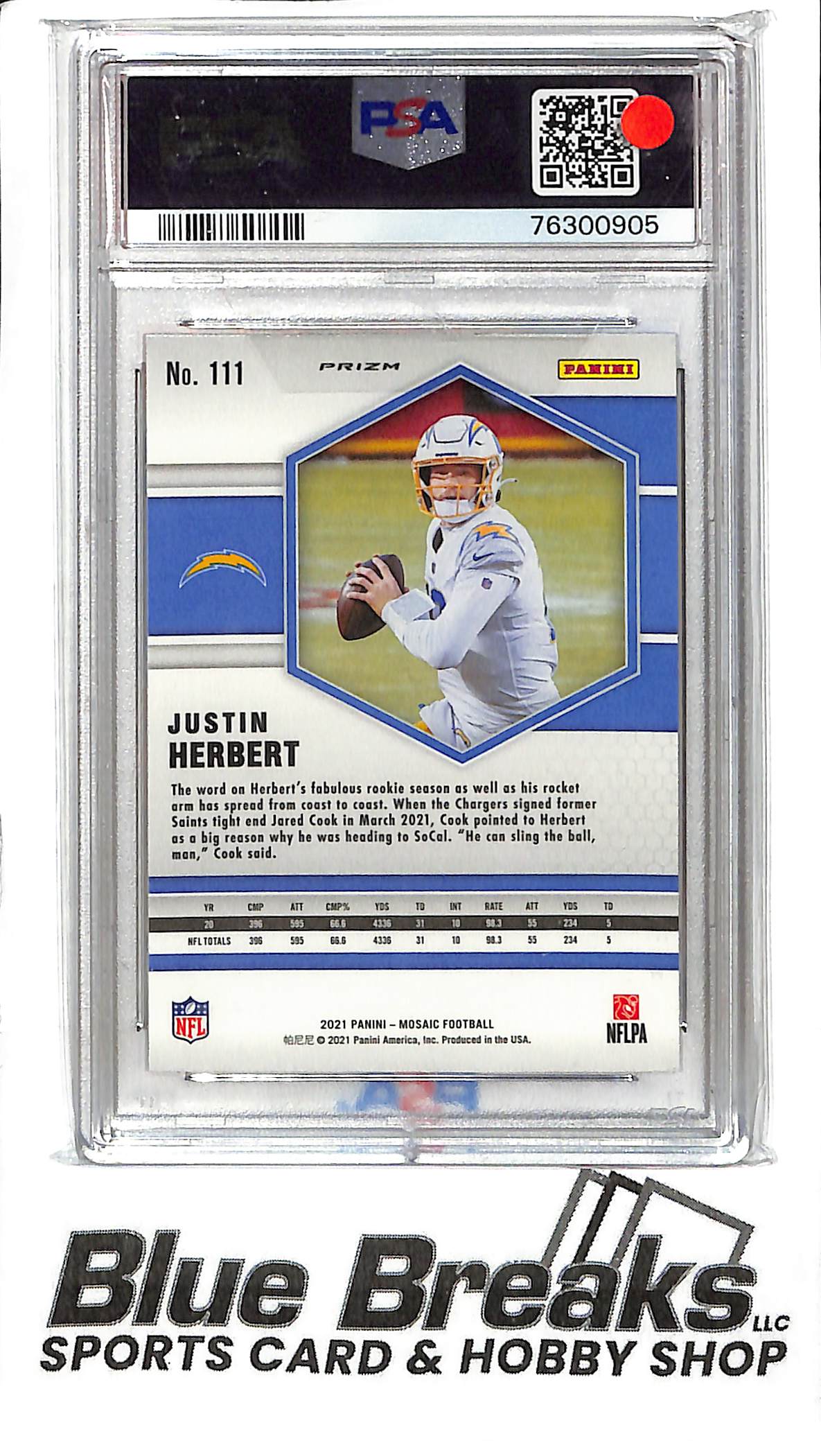 2021 Panini Mosaic - Justin Herbert - #111 Orange Reactive - PSA 9 - Football - Chargers