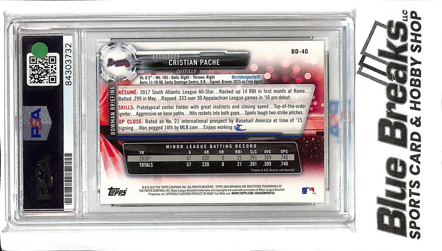 2017 Bowman - Christian Pache - IP Auto - PSA Auto 10 - Baseball - Braves