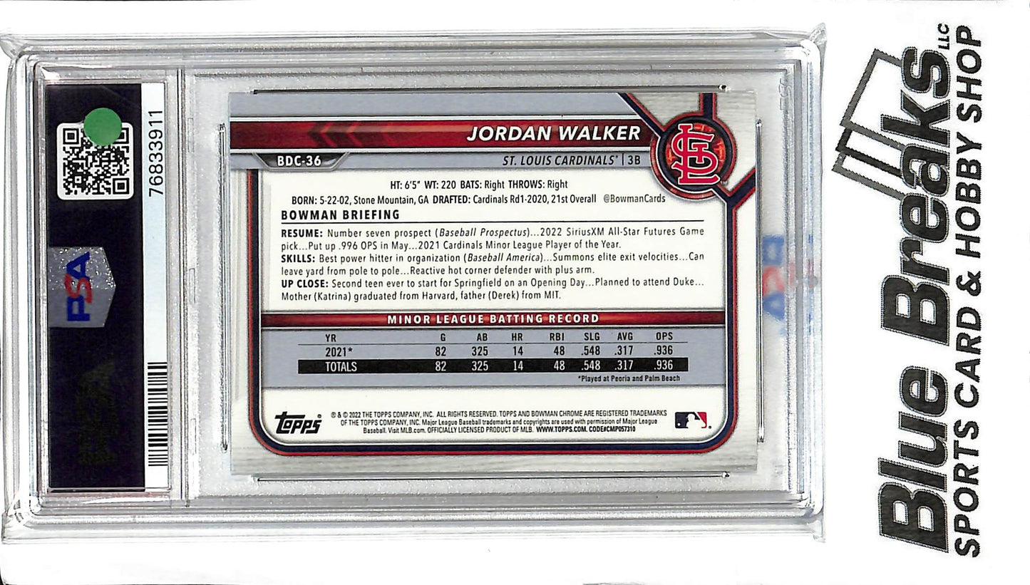 2022 Bowman Draft - Jordan Walker - BDC-36 - Black and White Raywave - PSA 10 - Baseball - Cardinals