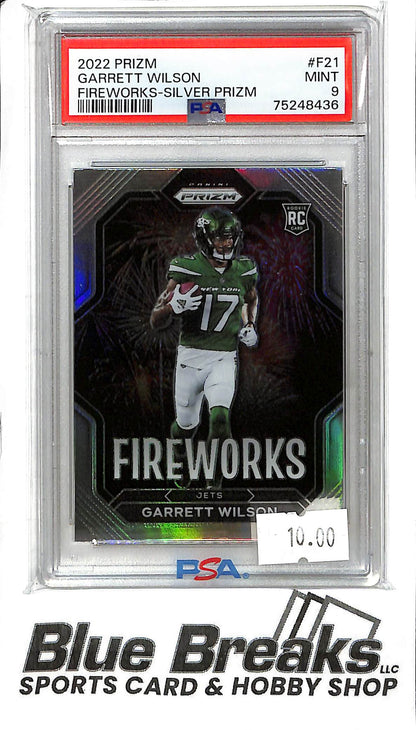 2022 Prizm - Garrett Wilson - Fireworks Silver - F-21 - PSA 9 - Football - Jets
