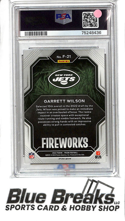 2022 Prizm - Garrett Wilson - Fireworks Silver - F-21 - PSA 9 - Football - Jets