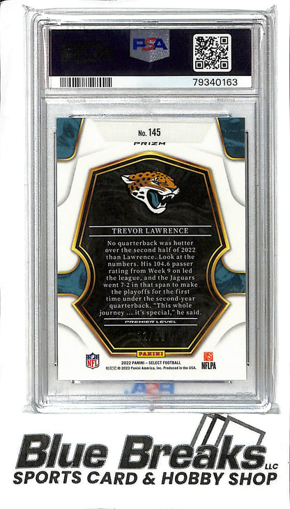 2022 Panini Select - Trevor Lawrence - #145 - Light Blue Prizm 22/99 - PSA 9 - Football - Jaguars