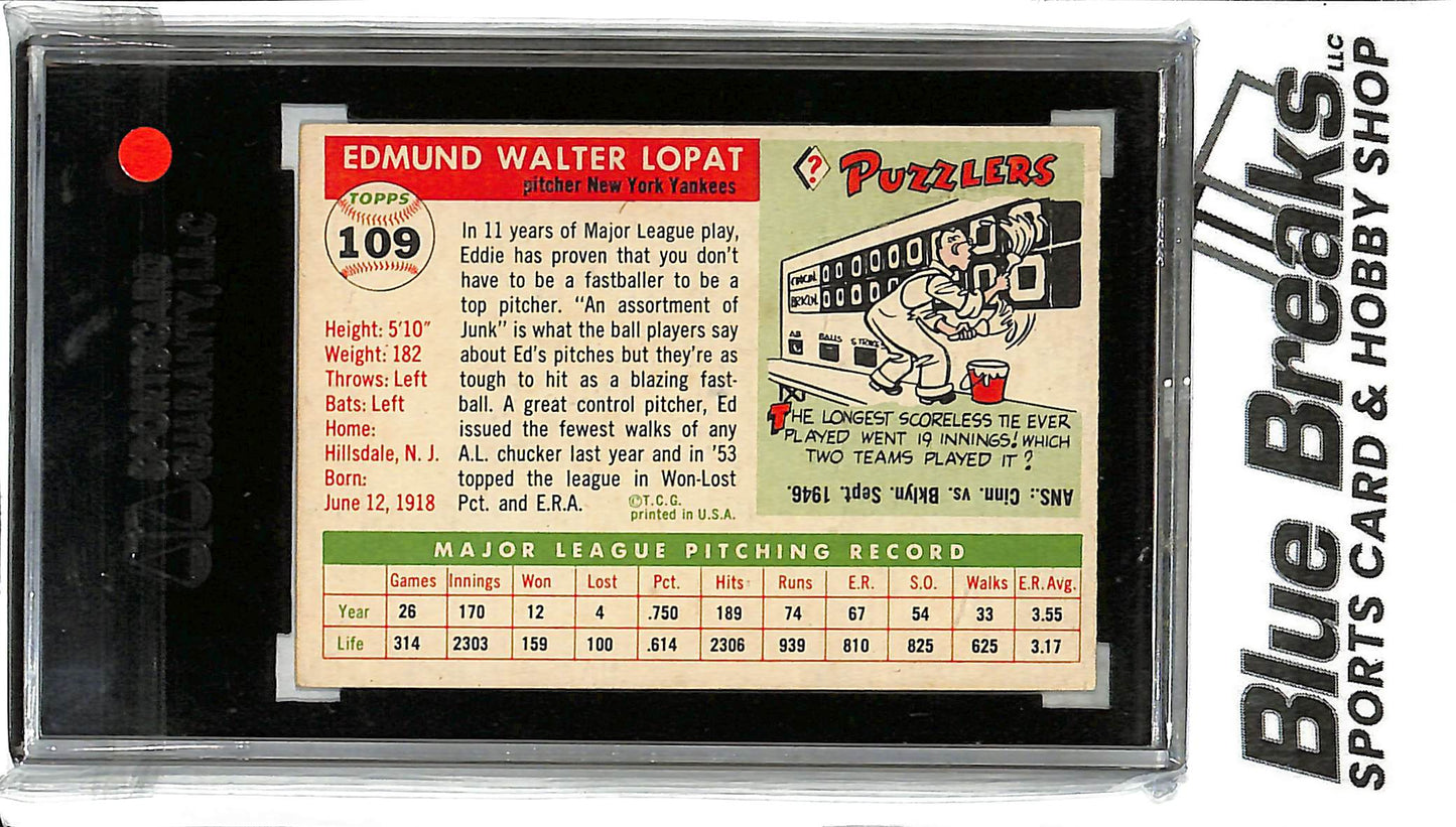 1955 Topps - Ed Lopat - #109 - SGC 70 - Baseball - Yankees