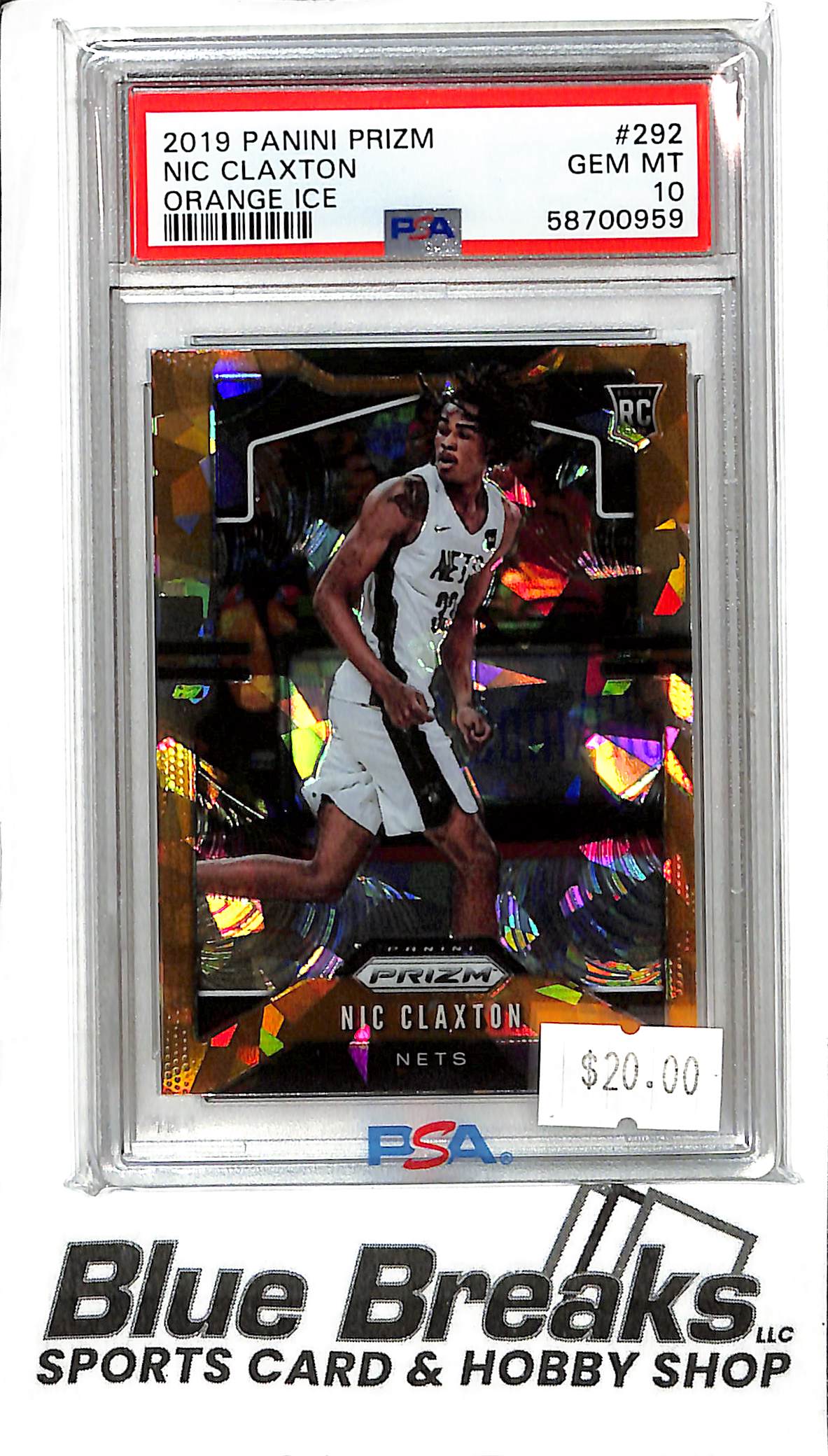 2019 Panini Prizm - Nic Claxton #292 - Orange Ice - PSA 10 - Basketball - Nets