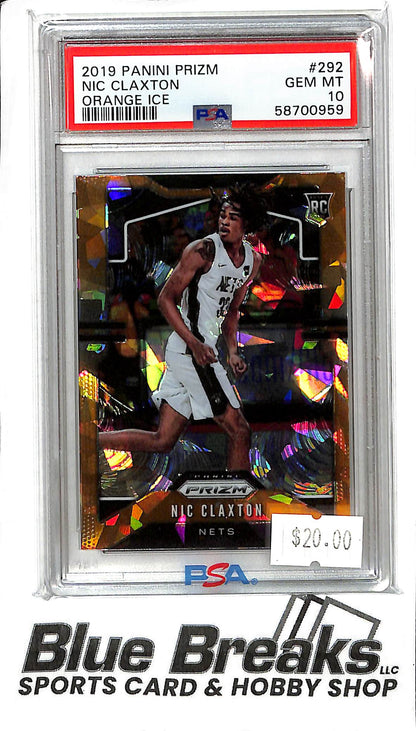 2019 Panini Prizm - Nic Claxton #292 - Orange Ice - PSA 10 - Basketball - Nets