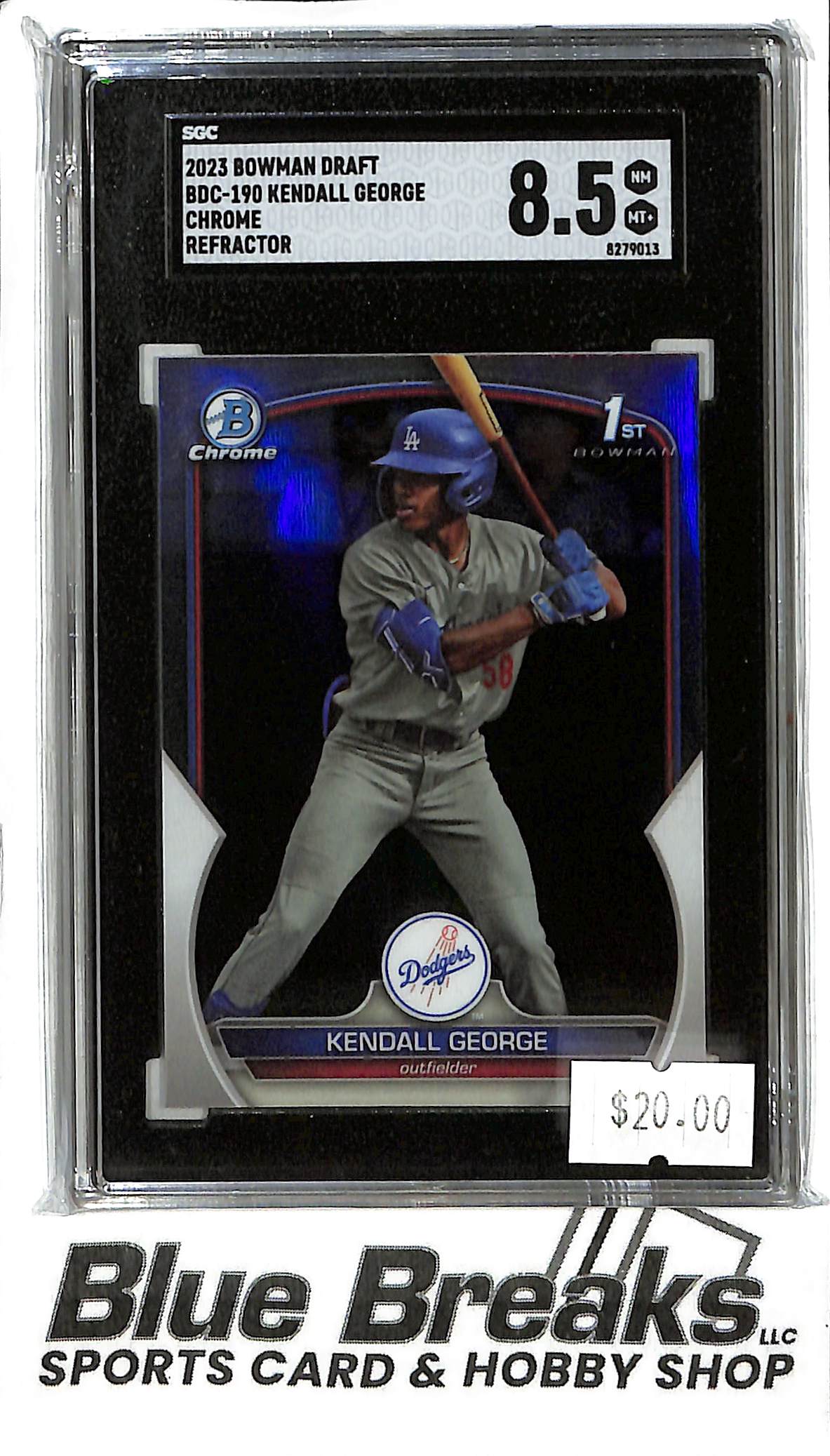 2023 Bowman Draft - Kendall George BDC-190 - 1st Bowman Refractor - SGC 8.5 - Baseball - Dodgers