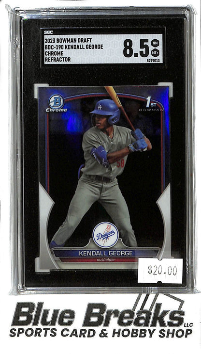 2023 Bowman Draft - Kendall George BDC-190 - 1st Bowman Refractor - SGC 8.5 - Baseball - Dodgers