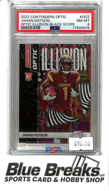 2022 Contenders Optic - Jahan Dotson OI-22 - Black Scope 03/25 - PSA 8 - Football - Commanders - Eagles