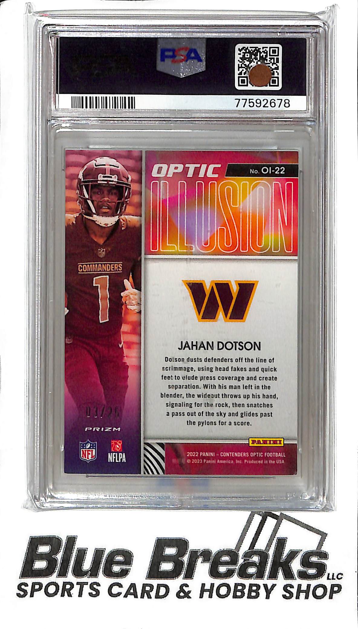 2022 Contenders Optic - Jahan Dotson OI-22 - Black Scope 03/25 - PSA 8 - Football - Commanders - Eagles