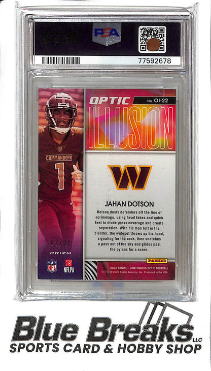 2022 Contenders Optic - Jahan Dotson OI-22 - Black Scope 03/25 - PSA 8 - Football - Commanders - Eagles