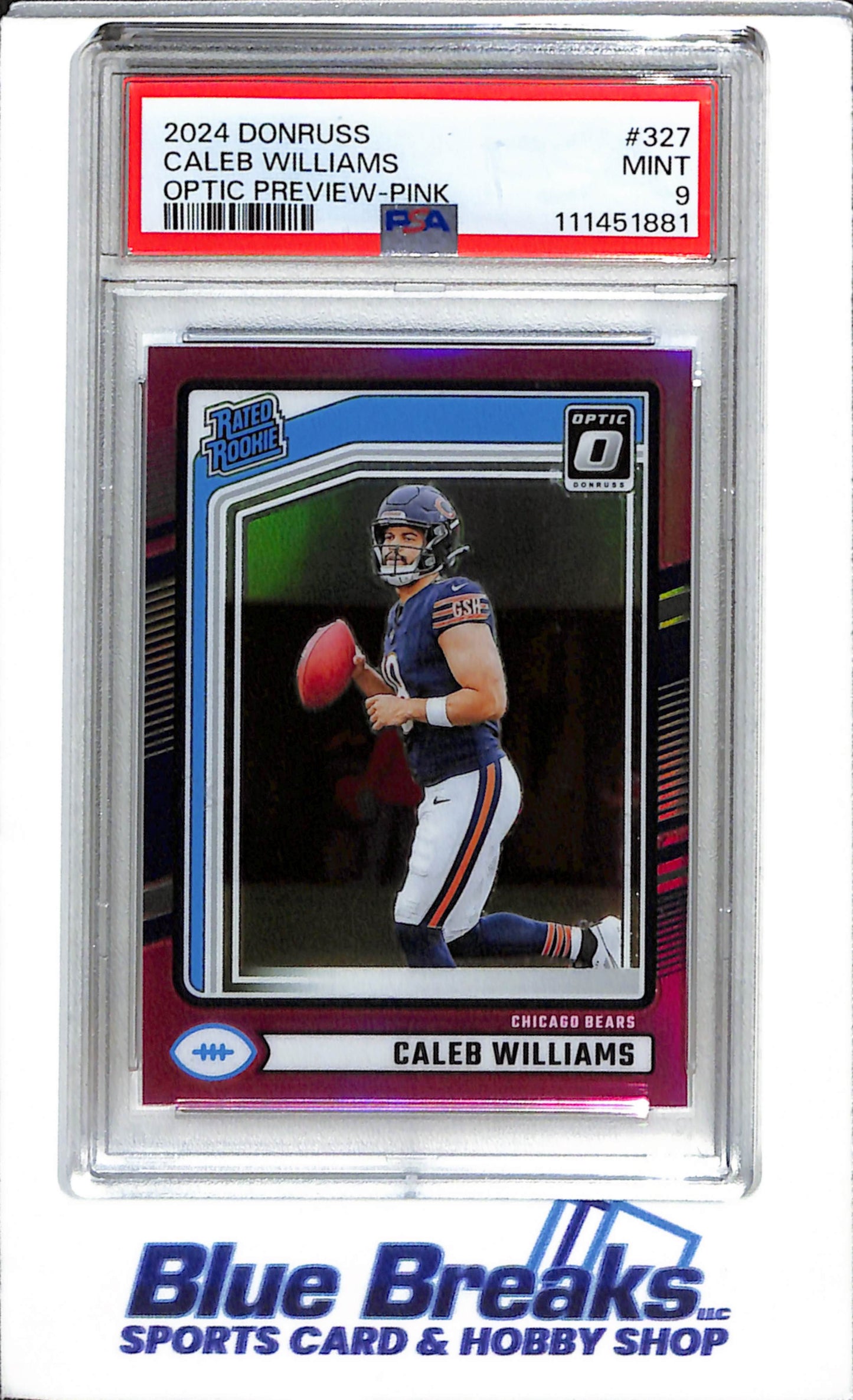 2024 Panini - Donruss Optic - Preview - Rated Rookie - Pink - Caleb Williams - PSA9 - #327 - Bears