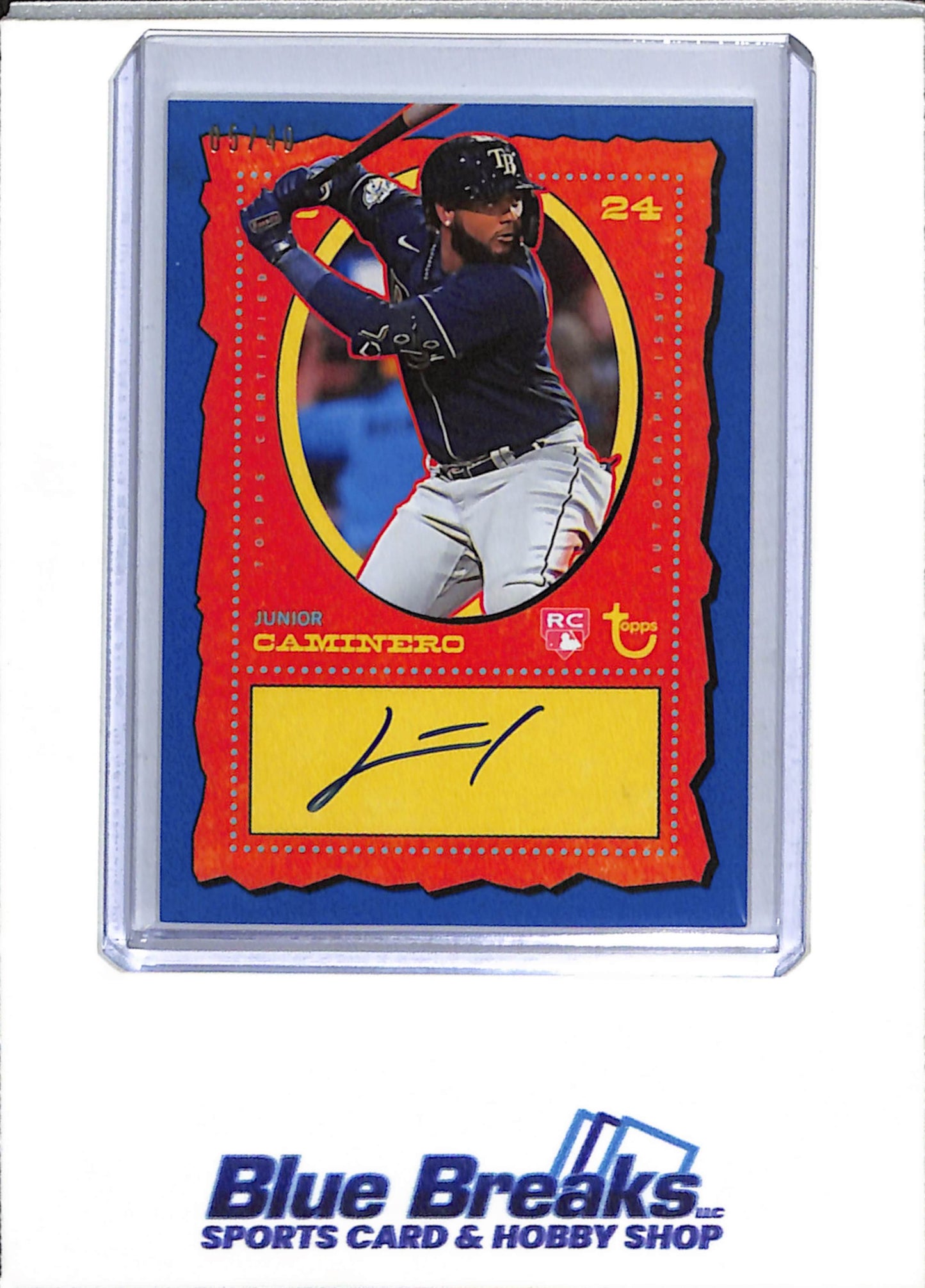 2024 Topps - Brooklyn Collection - blue - Junior Caminero - auto - 05/40 - RC - #AC-JCA - baseball - Rays