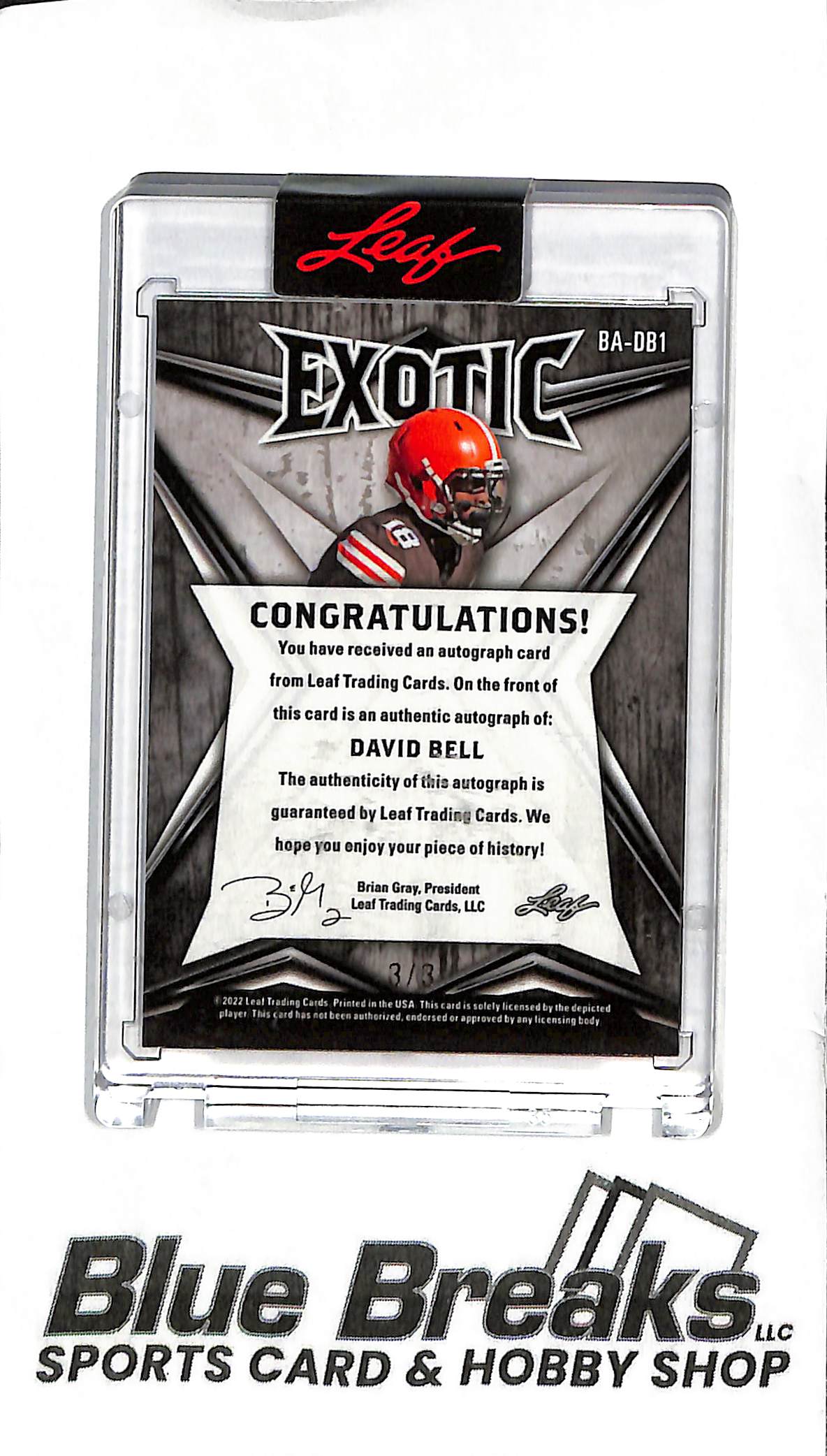 2022 Leaf Exotic - David Bell BA-DB1 - Tiger Stripes 3/3 - Football - Browns